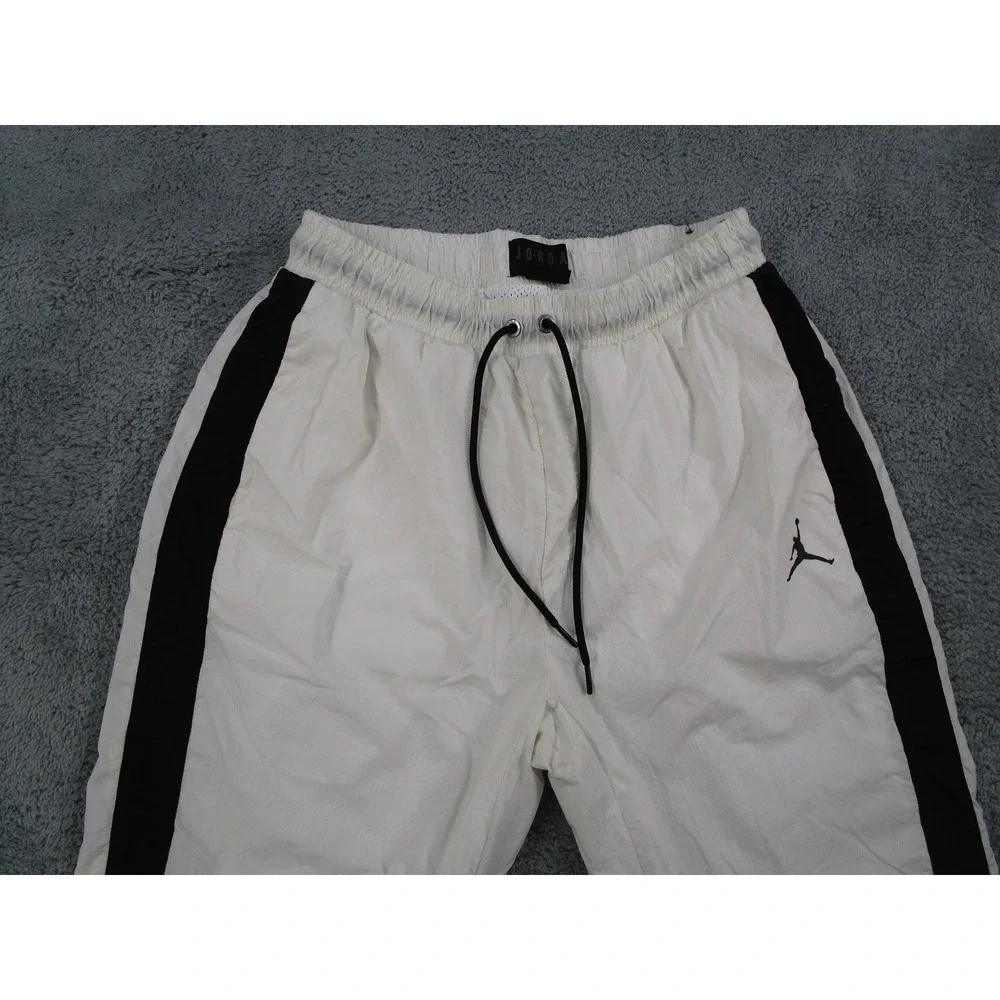 Jordan Mens White Black Striped Nylon Windbreaker Track Pants AQ2686-100 Large